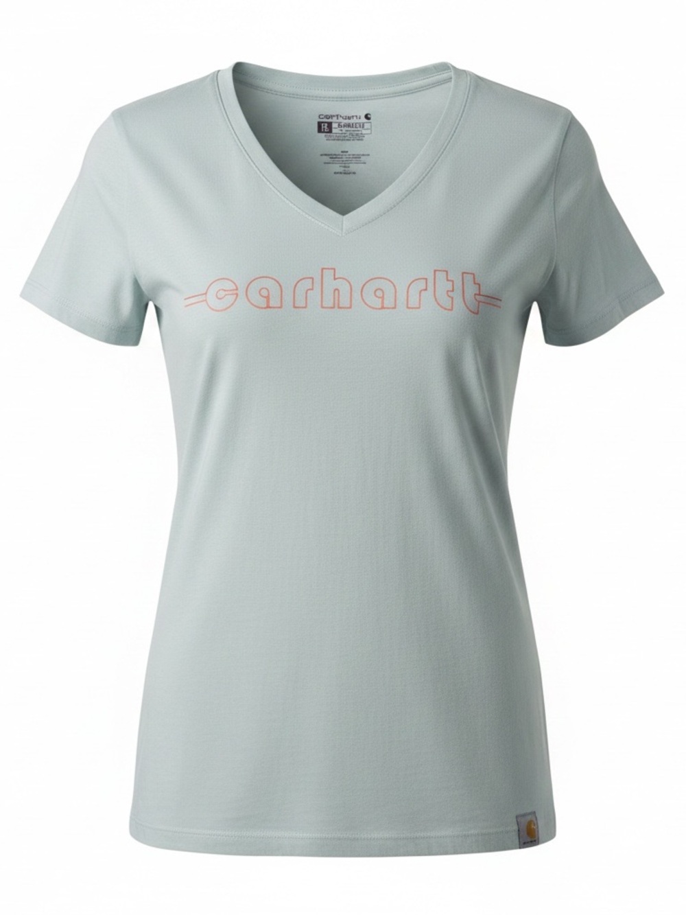 Carhartt Women’s XS Relaxed Fit V-Neck Logo T-Shirt Light Blue NWT